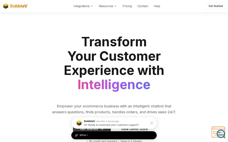 Screenshot of BubblaV AI Chatbot