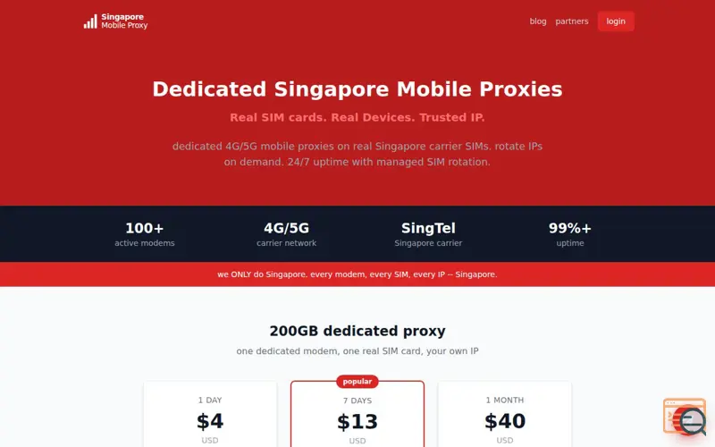 Screenshot of Singapore Mobile Proxy