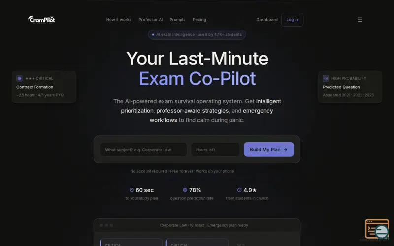 Screenshot of CramPilot
