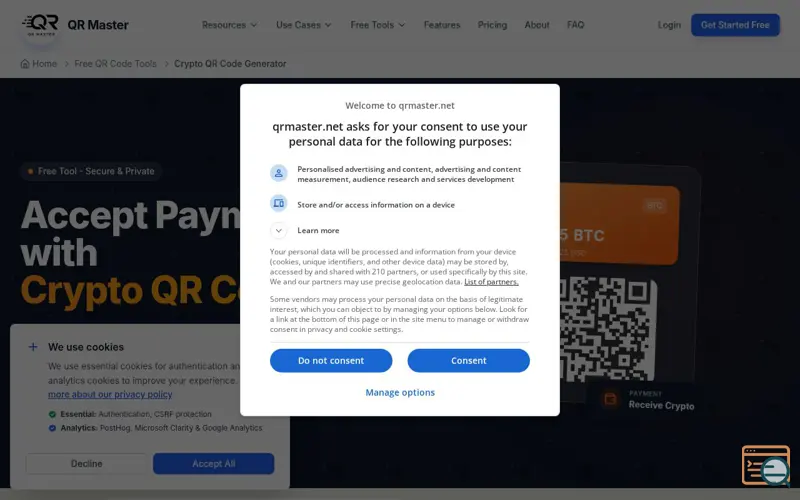 Screenshot of Crypto QR Code Generator by QRMaster