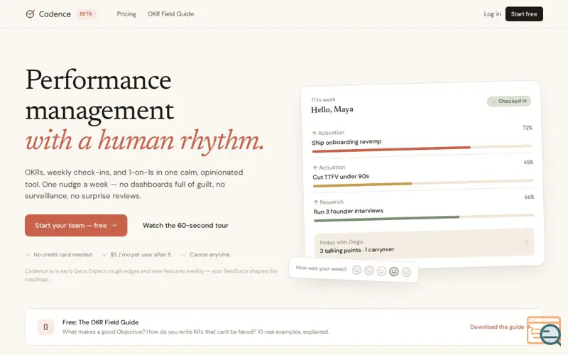 Screenshot of Cadence OKR