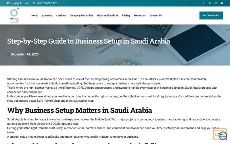 Screenshot of GOFICO, a launch using GTM4WP