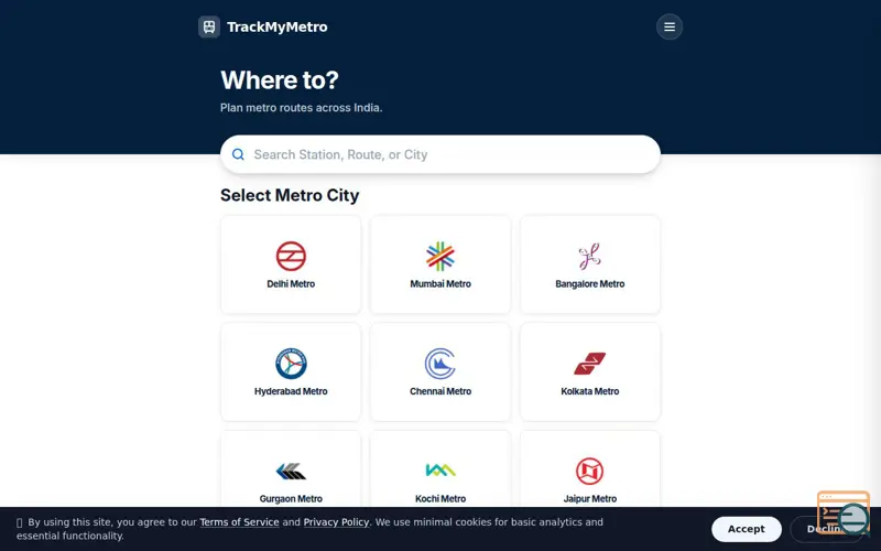Screenshot of Trackmymetro