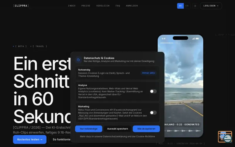 Screenshot of clippra
