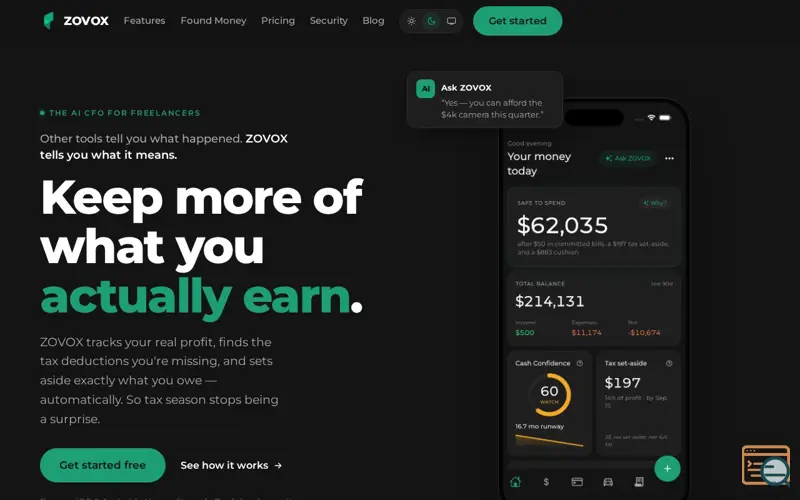 Screenshot of ZOVOX