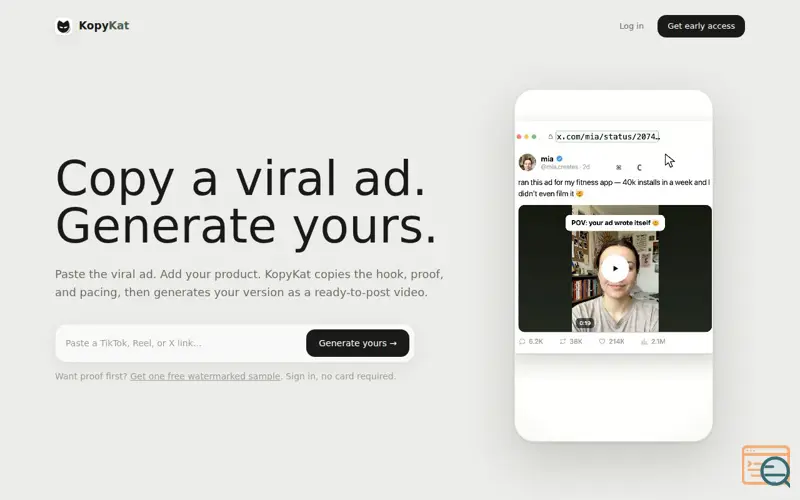 Screenshot of KopyKat, a launch using fal.ai