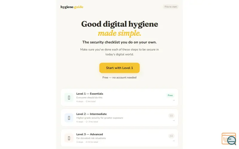 Screenshot of Hygiene Guide