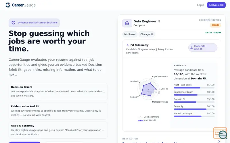 Screenshot of CareerGauge