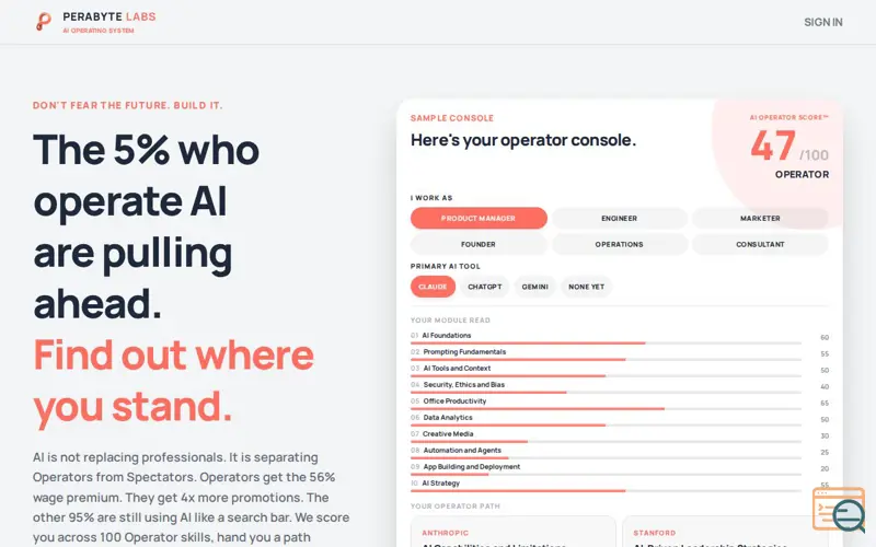 Screenshot of PeraByte Labs AI Operator Score