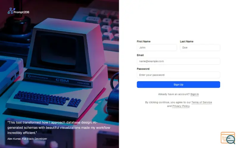 Screenshot of Prompt2db