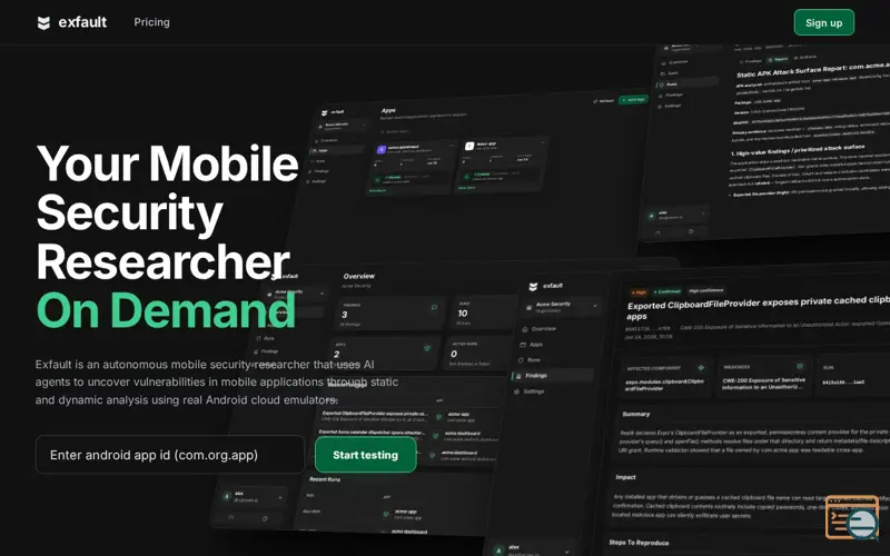 Screenshot of Exfault