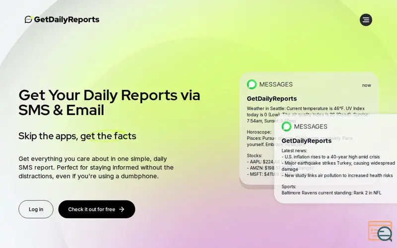 Screenshot of www.getdailyreports.com