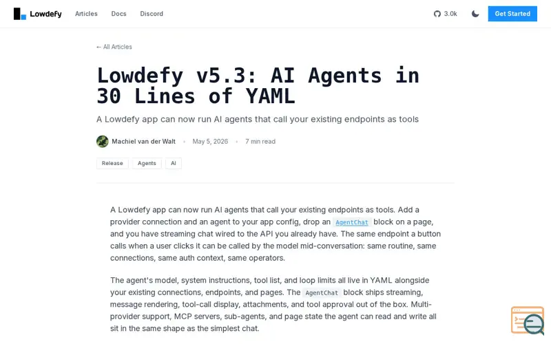 Screenshot of Lowdefy