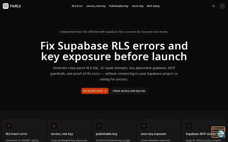 Screenshot of FixRLS