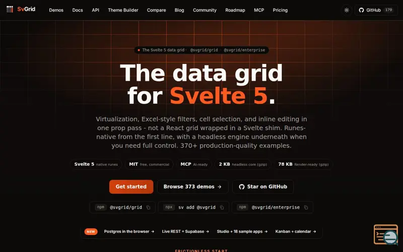 Screenshot of SvGrid