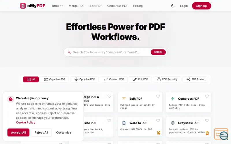 Screenshot of oMyPDF