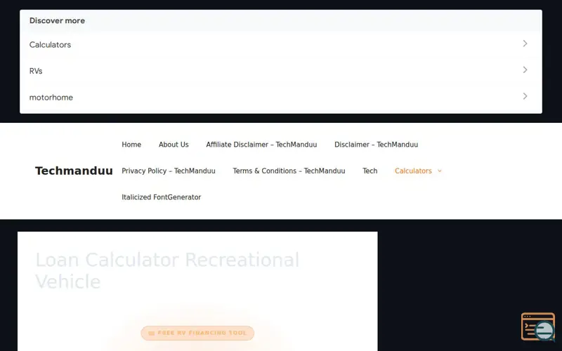 Screenshot of Loan Calculator Recreational Vehicle