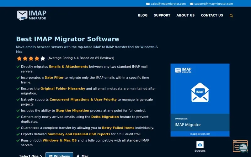 Screenshot of IMAP Migrator for Windows & Mac