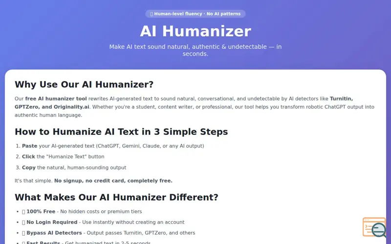 Screenshot of AI Humanizer