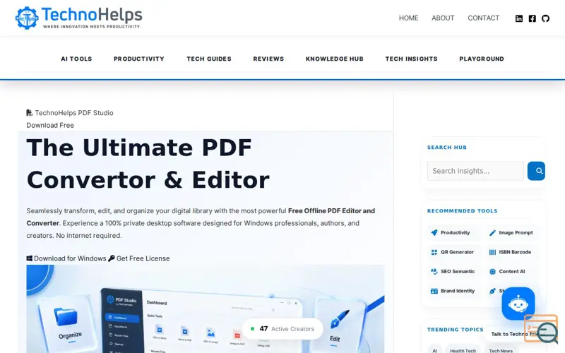 Screenshot of TechnoHelps PDF Studio