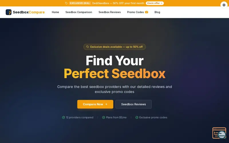 Screenshot of SeedboxCompare, a launch using MailWish