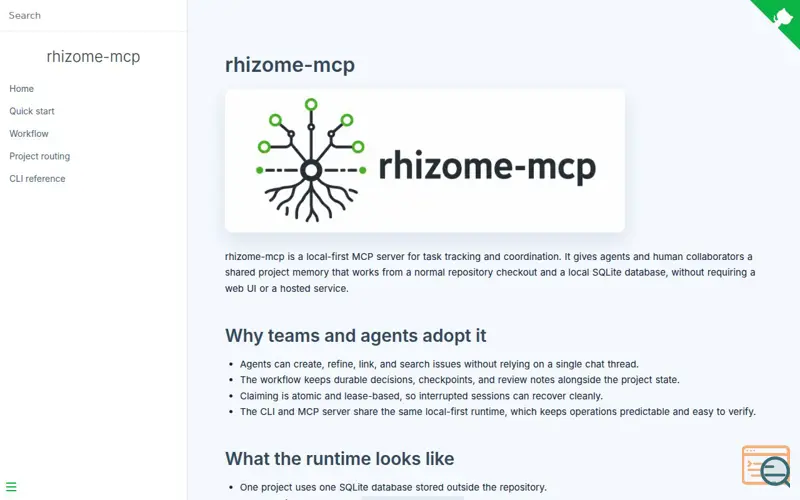 Screenshot of Rhizome MCP, a launch using Marked