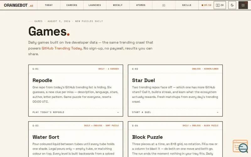 Screenshot of OrangeBot Games