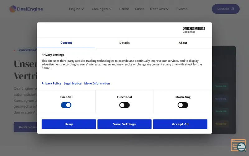 Screenshot of DealEngine