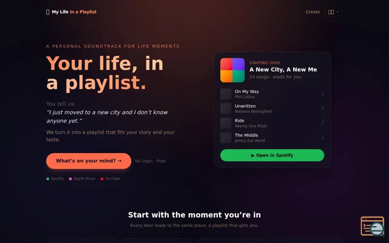 Screenshot of My Life in A Playlist