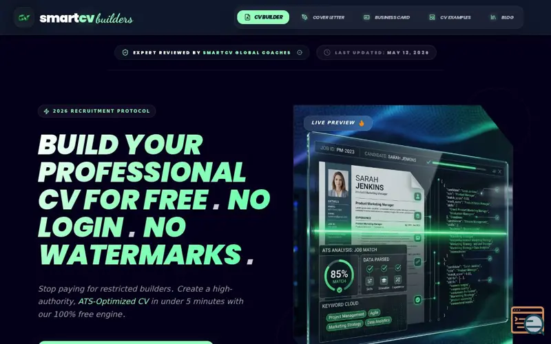 Screenshot of Smartcvbuilders