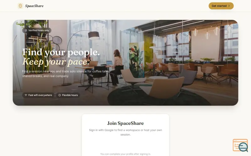 Screenshot of SpaceShare