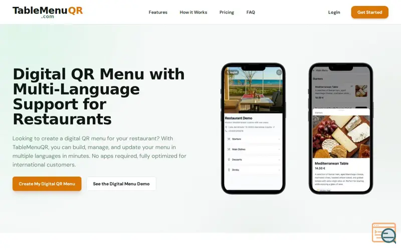 Screenshot of Digital QR Menu for Restaurants
