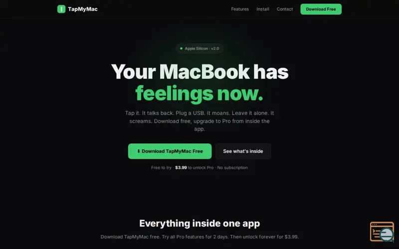 Screenshot of TapMyMac, a launch using VHostPlatform