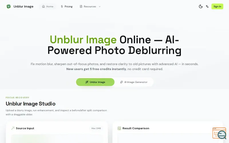 Screenshot of Unblur Image