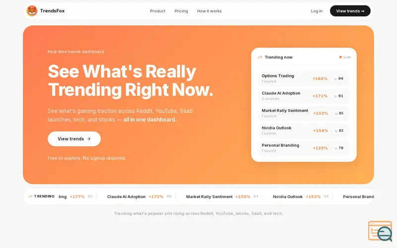 Screenshot of Trendsfox