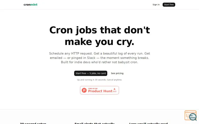Screenshot of Cronmint