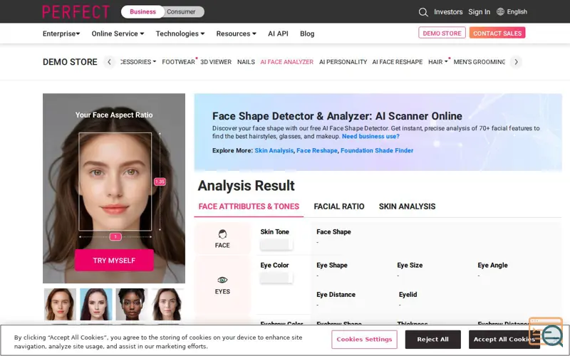 Screenshot of PERFECT, a launch using YouCam MakeupAR