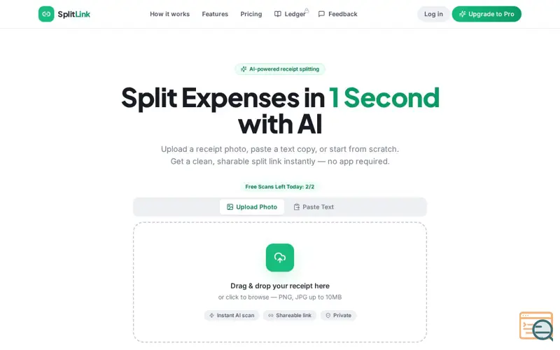 Screenshot of SplitLink