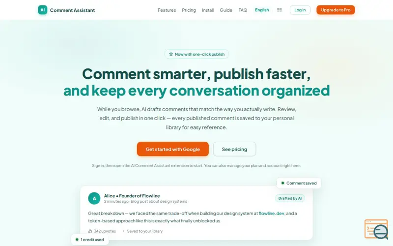 Screenshot of AI Comment Assistant - Smart Comment Writing & Management