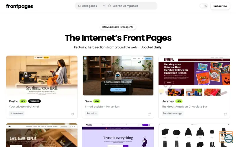 Screenshot of Frontpages