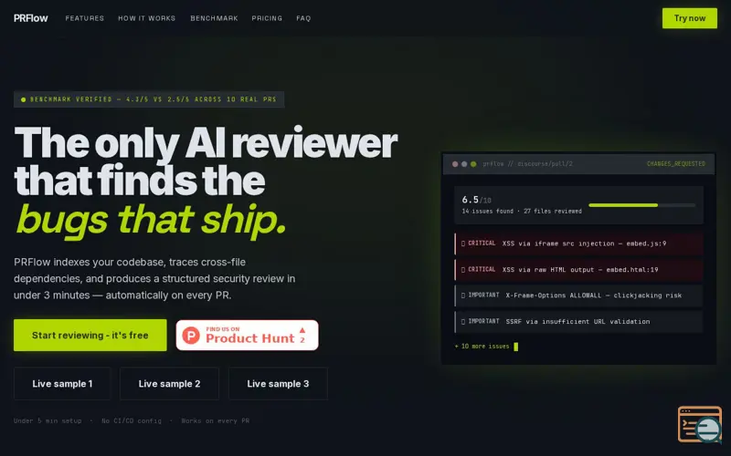 Screenshot of Graphbit PRFlow - AI Code Review Agent