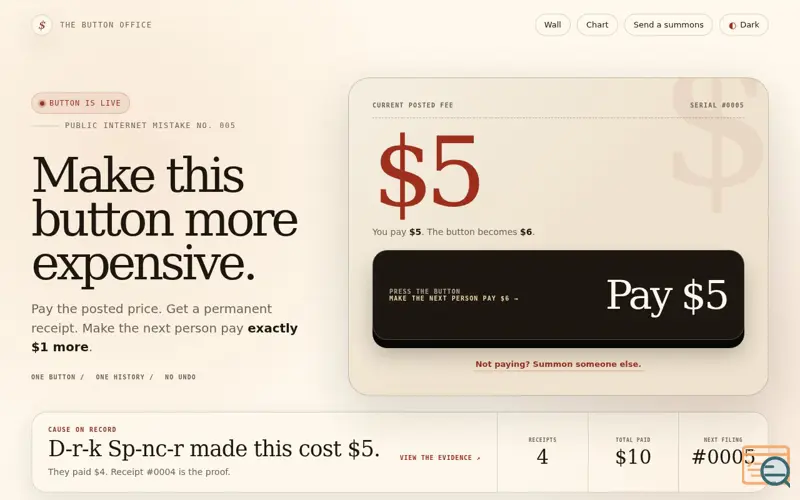 Screenshot of Make This Button More Expensive