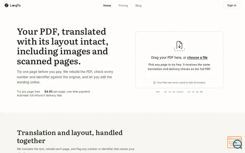 Screenshot of LangTo