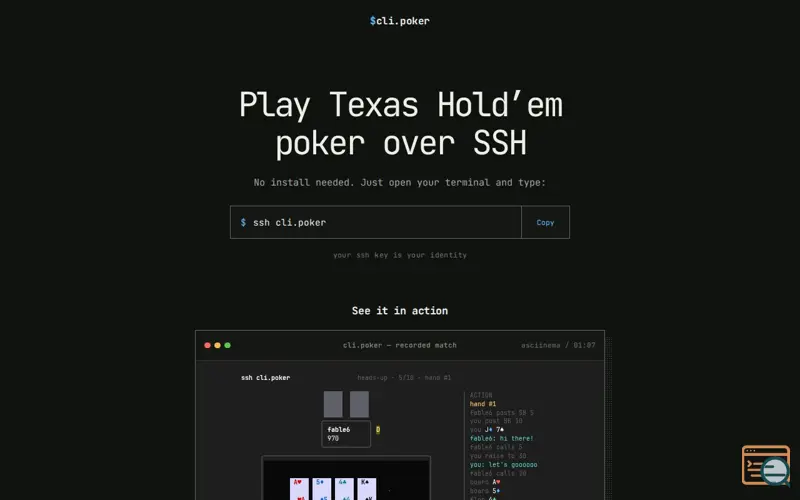 Screenshot of Multi-player poker on SSH