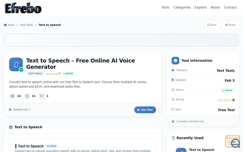 Screenshot of Text to Speech – Online Tool