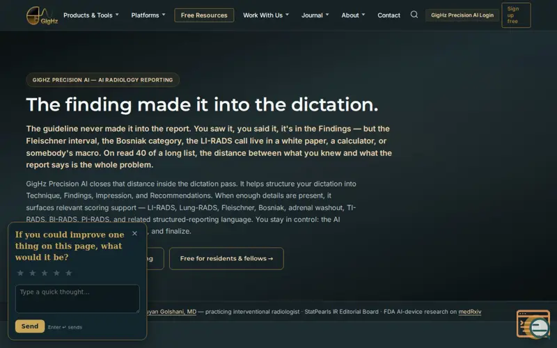 Screenshot of GigHz Precision AI, a launch using GigHz Precision AI