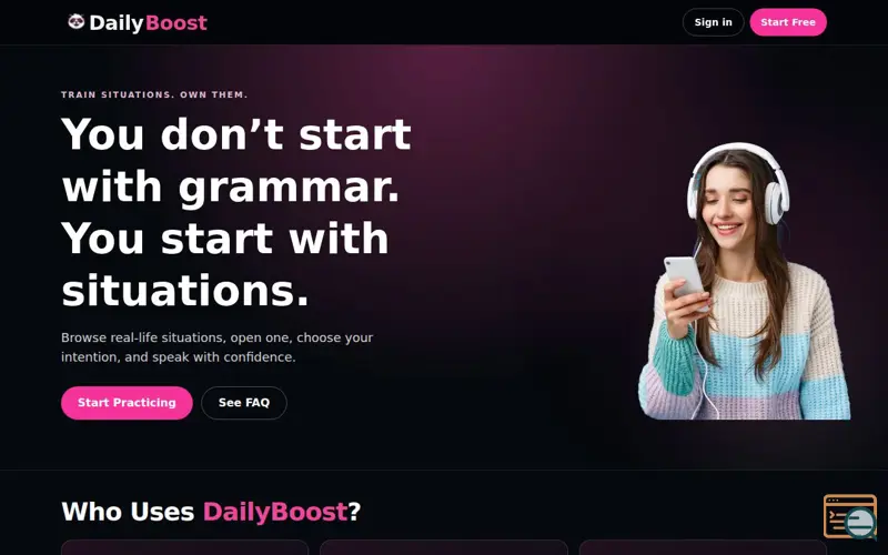 Screenshot of DailyBoost