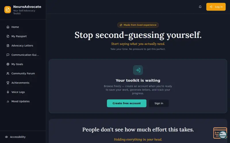 Screenshot of NeuroAdvocate