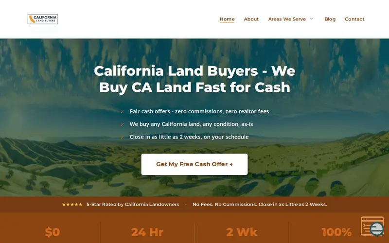 Screenshot of California Land Buyers