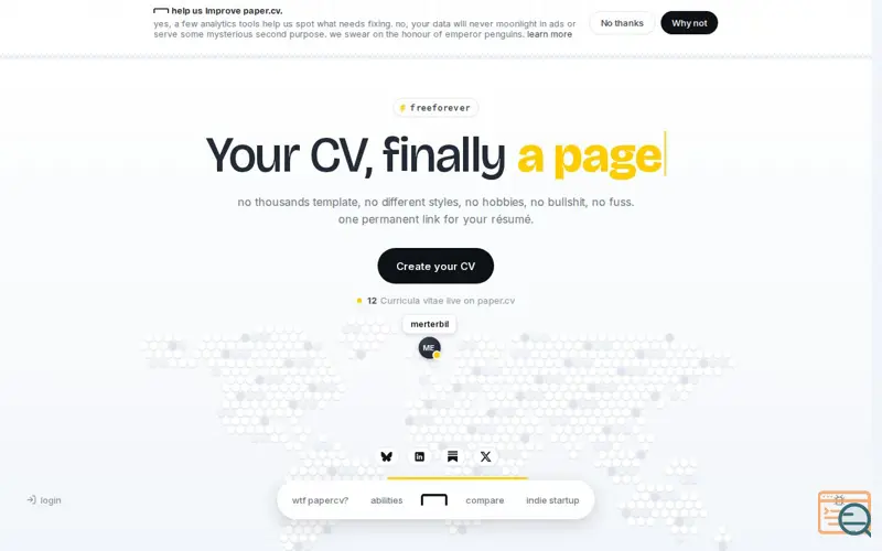 Screenshot of paper.cv